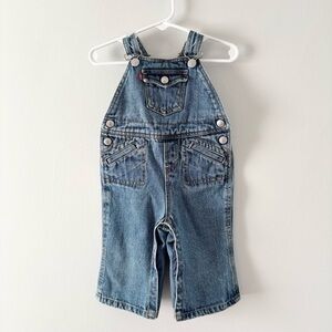 Levi’s Baby Girl Denim Overalls One Piece Jean Pockets Snap Closure Vintage